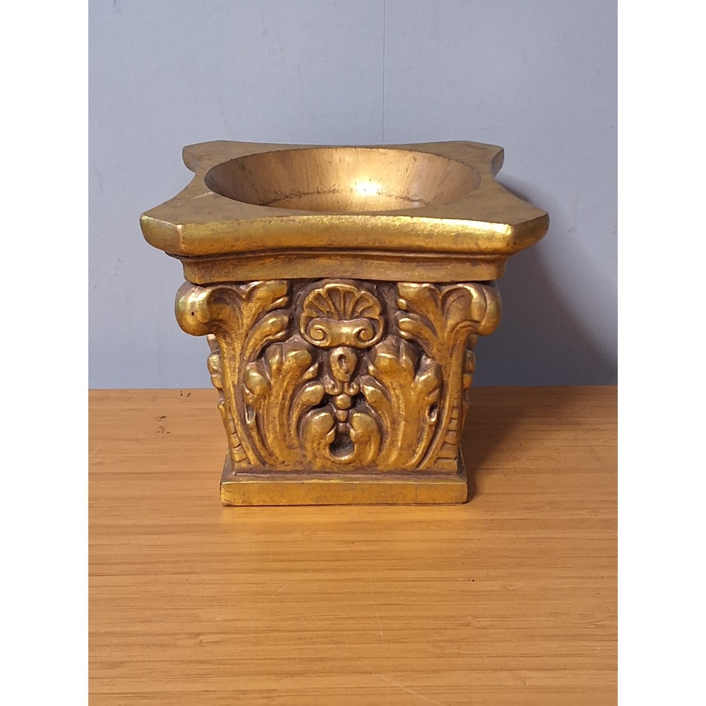 Vintage 1991 House Parts Inc Gold Corinthian Column Pedestal Bowl Candle Holder
